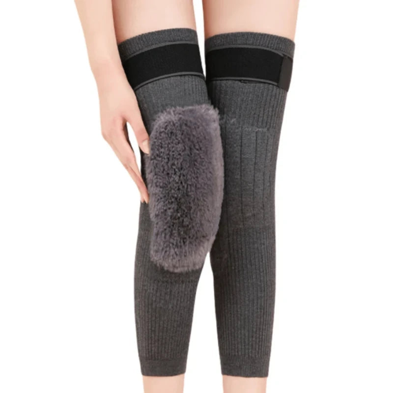 Wool Knee Pads Leg Warmer with Strap Adjustable for Men & Women