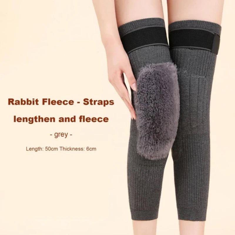 Wool Knee Pads Leg Warmer with Strap Adjustable for Men & Women